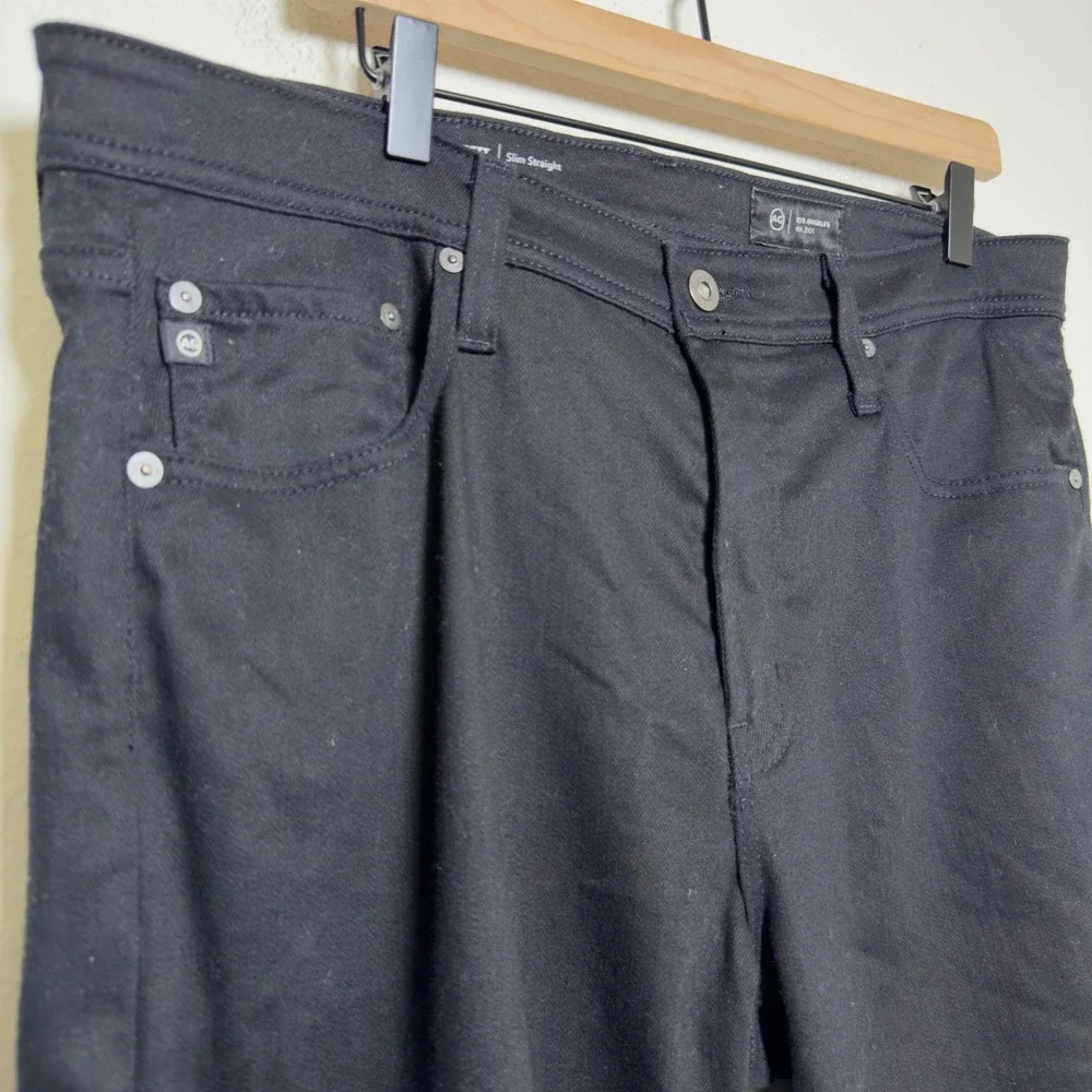 Adriano Goldschmied Men Everett Slim Straight Pants 35 Black Japanese Fabric